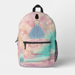 Mochila Impresa Pastel Gradiente Purpurina Rainbow Bokeh