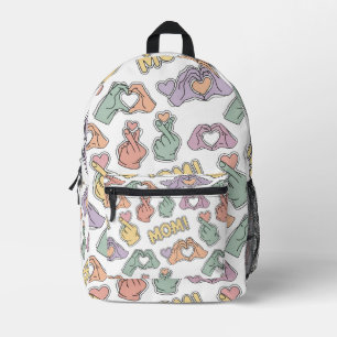 Mochila Impresa Pastel "¡MAMÁ!" Manos Corazón - Regalo Dulce y Lin