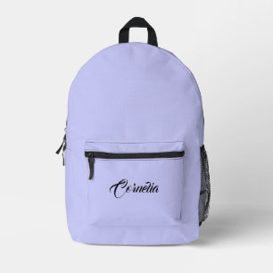 Mochila Impresa Pastel Periwinkle   Nombre personalizado negro