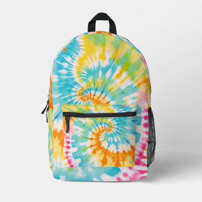Mochila Impresa Pastel Rainbow Tie Dye Spiral Pattern (Anverso)