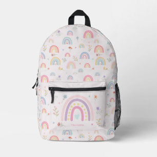 Mochila Impresa Pastel Rainbows Girly Wildflowers & Hearts School