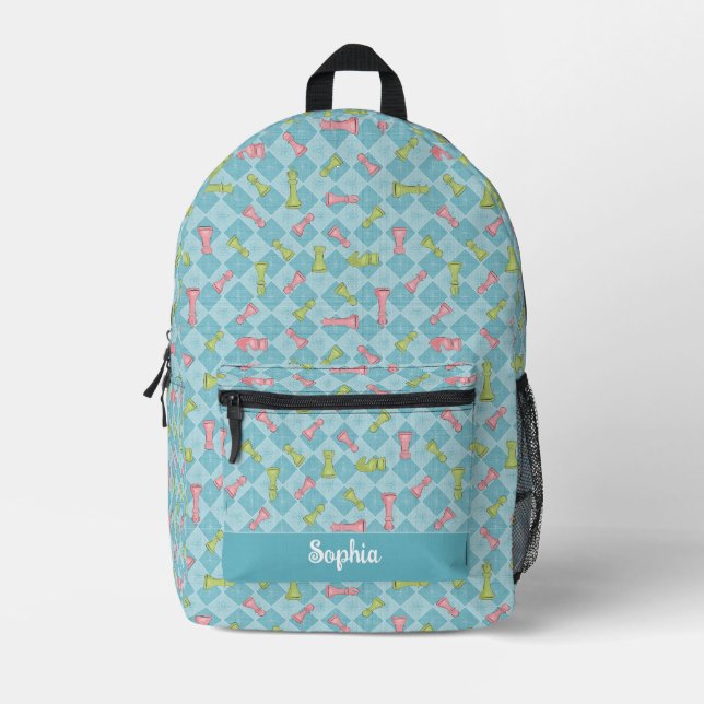 Mochila Impresa Pastel Retro Chess Board (Anverso)