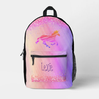 Mochila Impresa Pastel rosa de lavanda Purpurinoso Unicornio perso