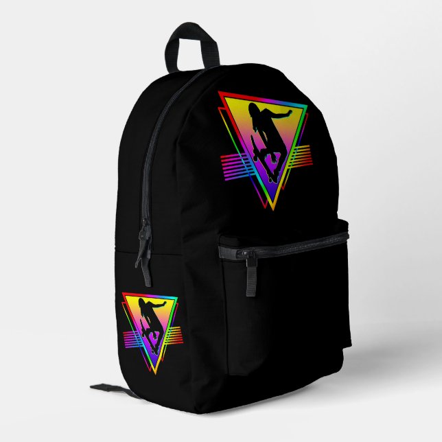 Mochila Impresa Patinador de monopatín retro (Esquina izquierda trasera)