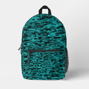 Mochila Impresa Patrón abstracto azul verdoso negro