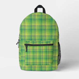 Mochila Impresa Patrón abstracto de cuadros verdes y azules