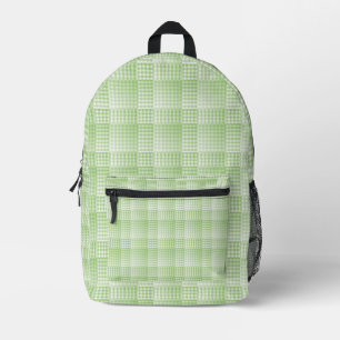 Mochila Impresa Patrón abstracto de cuadros verdes y blancos
