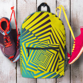 Mochila Impresa Patrón abstracto de estilo jungla verde amarillo b