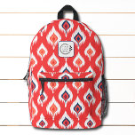 Mochila Impresa Patrón abstracto de Ikat rojo Añadir logotipo corp<br><div class="desc">Patrón de resumen de Ikat Rojo Añadir logotipo Mochila corporativa con un diseño Ikat moderno en rojo,  naranja,  azul y blanco con el logotipo de su empresa personalizado. Perfecto para regalos corporativos,  escuela,  deportes,  gimnasia,  viajes y más. Diseñado por ©2024 Evco Studio www.zazzle.com/store/evcostudio</div>