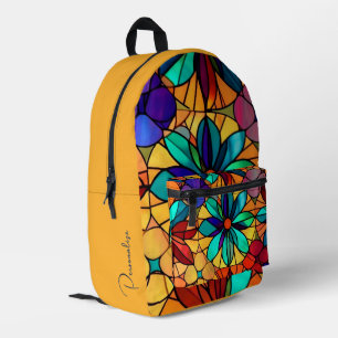 Mochila Impresa Patrón abstracto de la floración de vidrio manchad