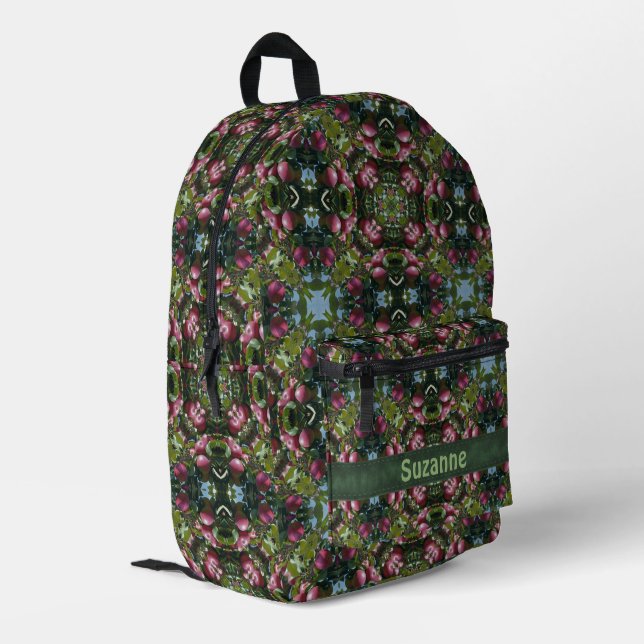 Mochila Impresa Patrón abstracto de manzanas rojas personalizado (Esquina izquierda trasera)