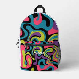Mochila Impresa Patrón abstracto de neón personalizado — Diseño re