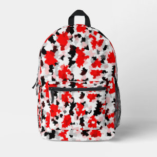 Mochila Impresa Patrón abstracto irregular Diseño rojo blanco negr