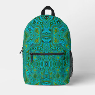 Mochila Impresa Patrón abstracto turquesa chartreuse retro alucina