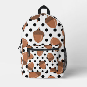 Mochila Impresa Patrón Acorn Black Dots Otumn Y2K