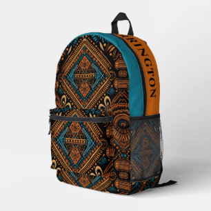 Mochila Impresa Patrón africano de nombre personalizado
