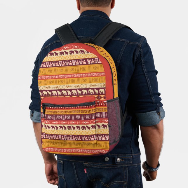 Mochila Impresa Patrón africano de nombre personalizado (Insitu (Modelo))