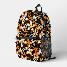 MOCHILA IMPRESA PATRÓN ALOHA HAWAII EN NEGRO/NARANJA