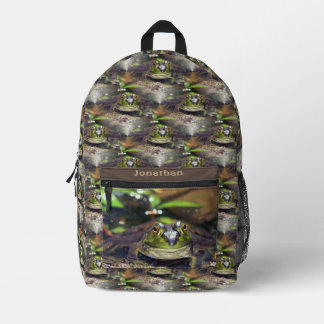 Mochila Impresa Patrón animal de rana toro lindo personalizado
