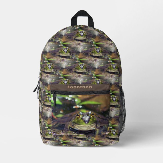 Mochila Impresa Patrón animal de rana toro lindo personalizado (Anverso)