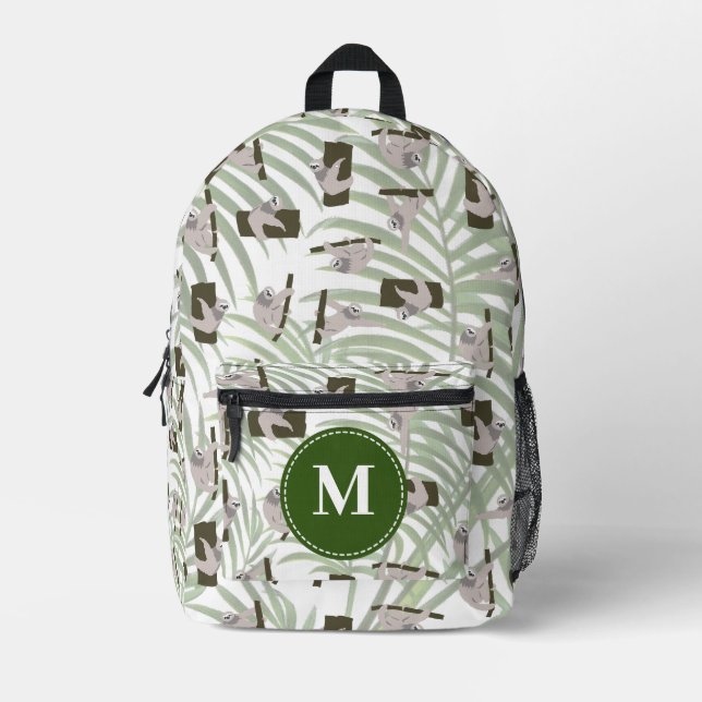 Mochila Impresa Patrón animal espumoso en monograma forestal salva (Anverso)