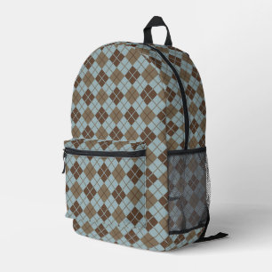 Mochila Impresa Patrón argyle en azul y taúpe