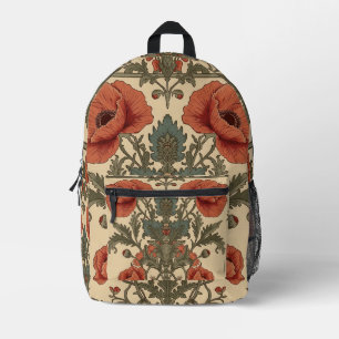 Mochila Impresa Patrón Art Nouveau floral de amapolas de William M