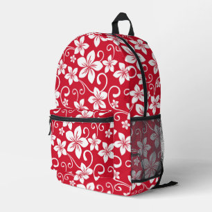 MOCHILA IMPRESA PATRÓN AZUL HAWAII EN ROJO