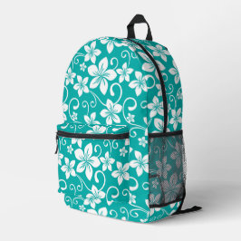 MOCHILA IMPRESA PATRÓN AZUL HAWAII EN VERDE AZULADO