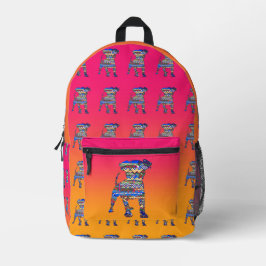 Mochila Impresa Patrón azul Perro niños rosa Amarillo