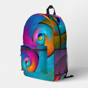 Mochila Impresa Patrón azul rosado del arte del resumen floral mod