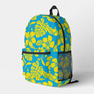 MOCHILA IMPRESA PATRÓN BIKINI ROSA EN AZUL/AMARILLO