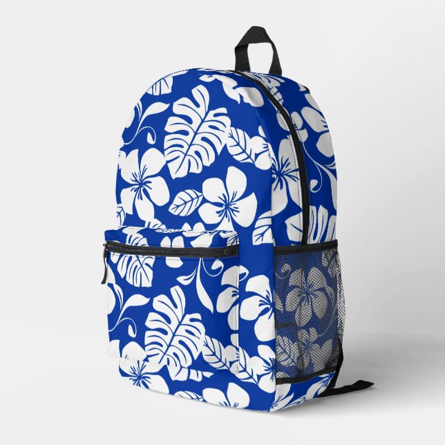 MOCHILA IMPRESA PATRÓN BIKINI ROSA EN AZUL REAL (Esquina derecha trasera )