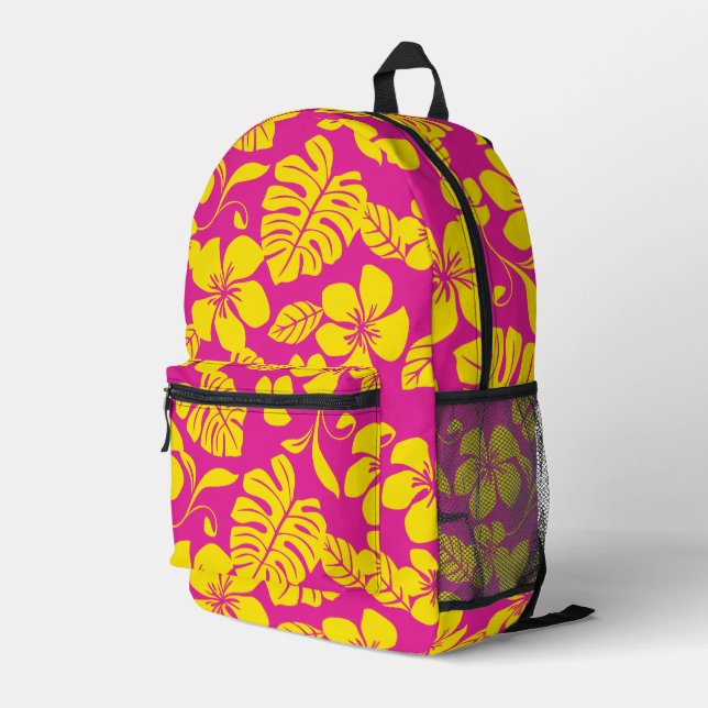 MOCHILA IMPRESA PATRÓN BIKINI ROSA EN ROSA CALIENTE/AMARILLO (Esquina derecha trasera )