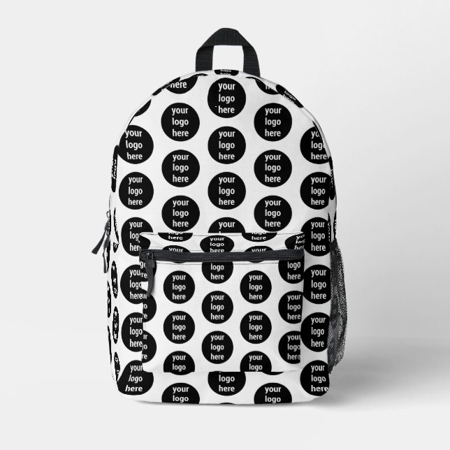 Mochila Impresa Patrón blanco negro del logotipo de promoción come (Anverso)