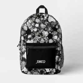Mochila Impresa Patrón blanco negro Tinta de alcohol personalizada