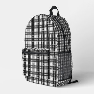 Mochila Impresa Patrón blanco y negro Geometría de Tartán verifica
