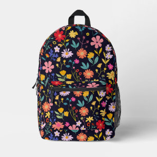 Mochila Impresa Patrón Bohemio Floral Ditsy Colorido Oscuro