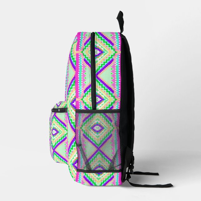 Mochila Impresa Patrón boho geométrico colorido (Derecha)