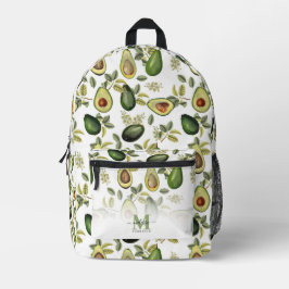 Mochila Impresa Patrón Botánico de Aguacate Monogramado