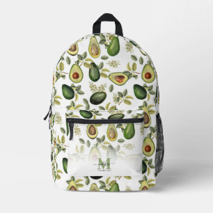 Mochila Impresa Patrón Botánico de Aguacate Monogramado