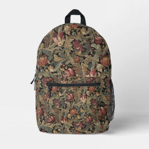 Mochila Impresa Patrón Botánico Floral Vintage Oscuro Malhumorado