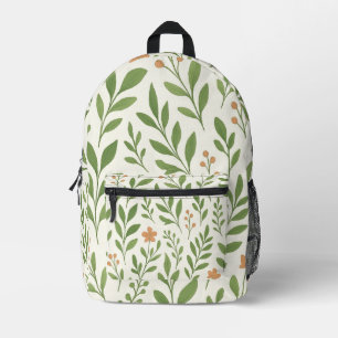 Mochila Impresa Patrón botánico minimalista con hojas verdes