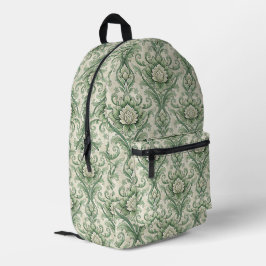 Mochila Impresa Patrón botánico verde vintage