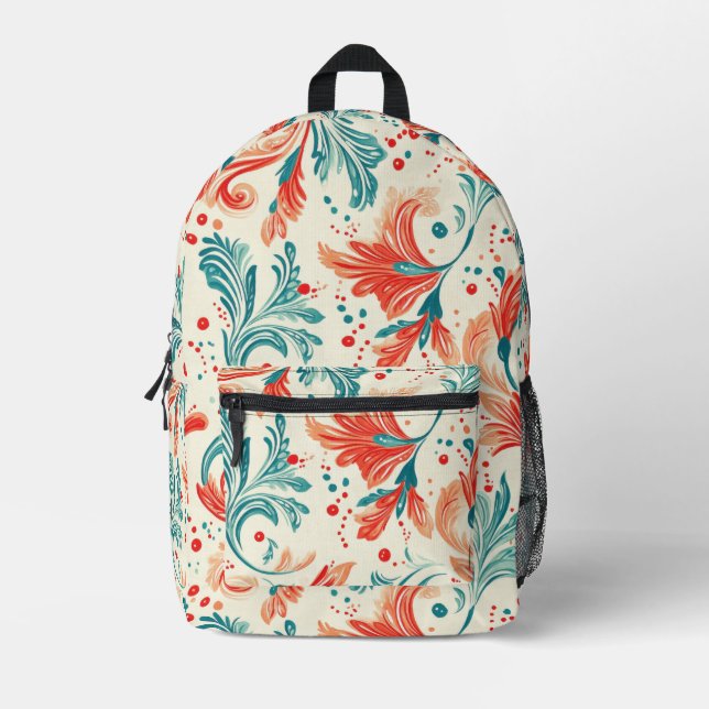 Mochila Impresa Patrón capilar azul y rojo (Anverso)