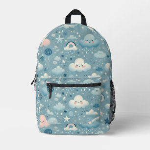 Mochila Impresa Patrón caprichoso de cielo con nubes, estrellas - 