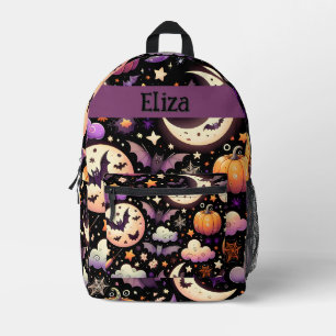 Mochila Impresa Patrón caprichoso del cielo de Halloween nocturno