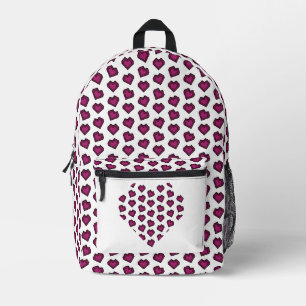 Mochila Impresa Patrón cardíaco de guijarros rosados magenta oscur