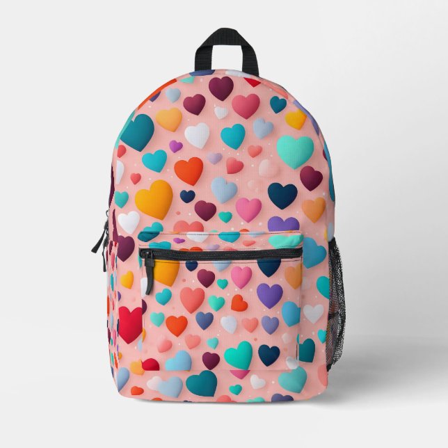 Mochila Impresa Patrón cardíaco multicolor (Anverso)