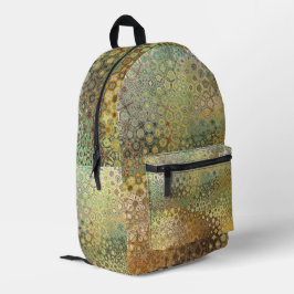 Mochila Impresa Patrón celular de piel de rana verde abatracto
